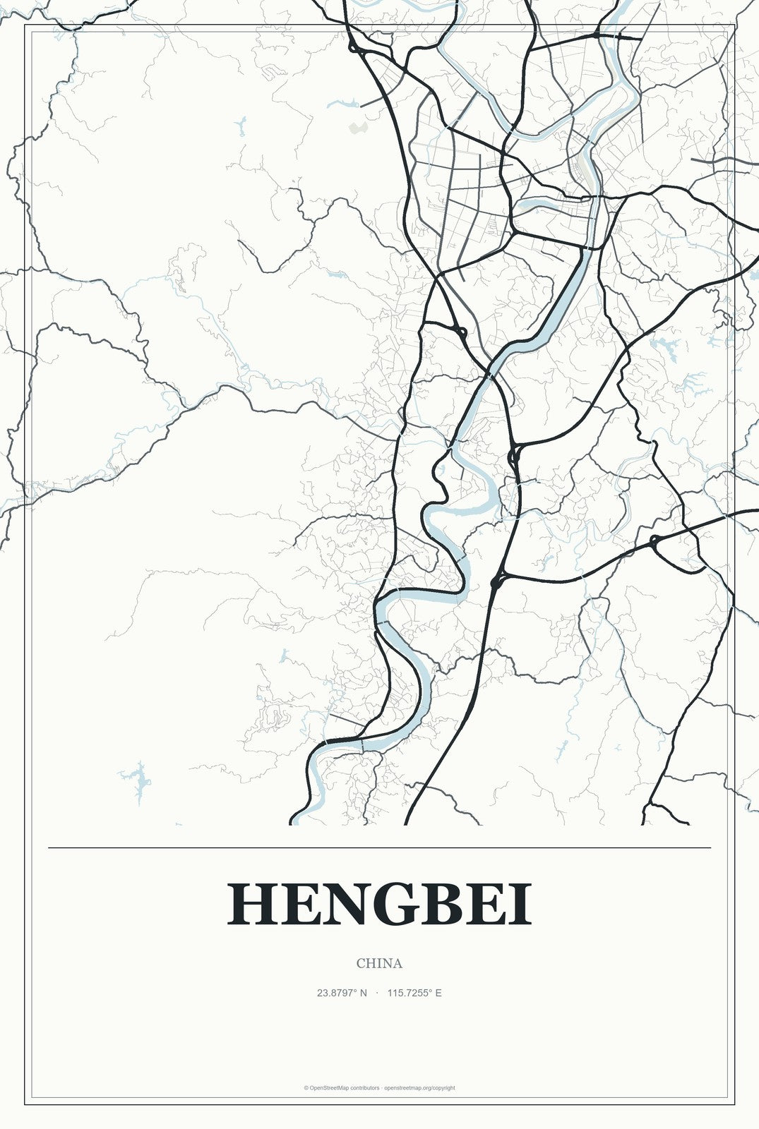 Hengbei, China City Map Aluminum Sign in Gallery Air style