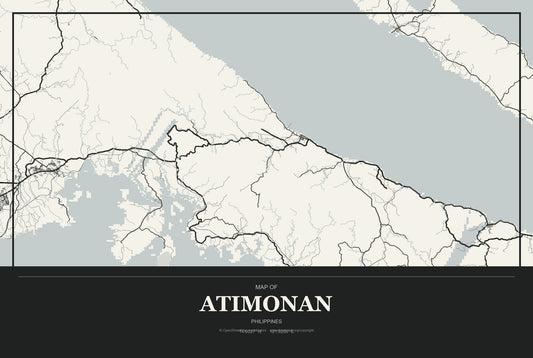 Atimonan, Philippines City Map Aluminum Sign in Museum Plaque style