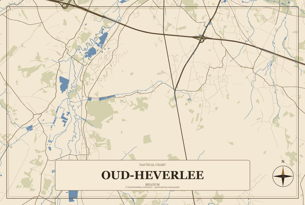 Oud-Heverlee, Belgium City Map Aluminum Sign in Heritage Nautical style