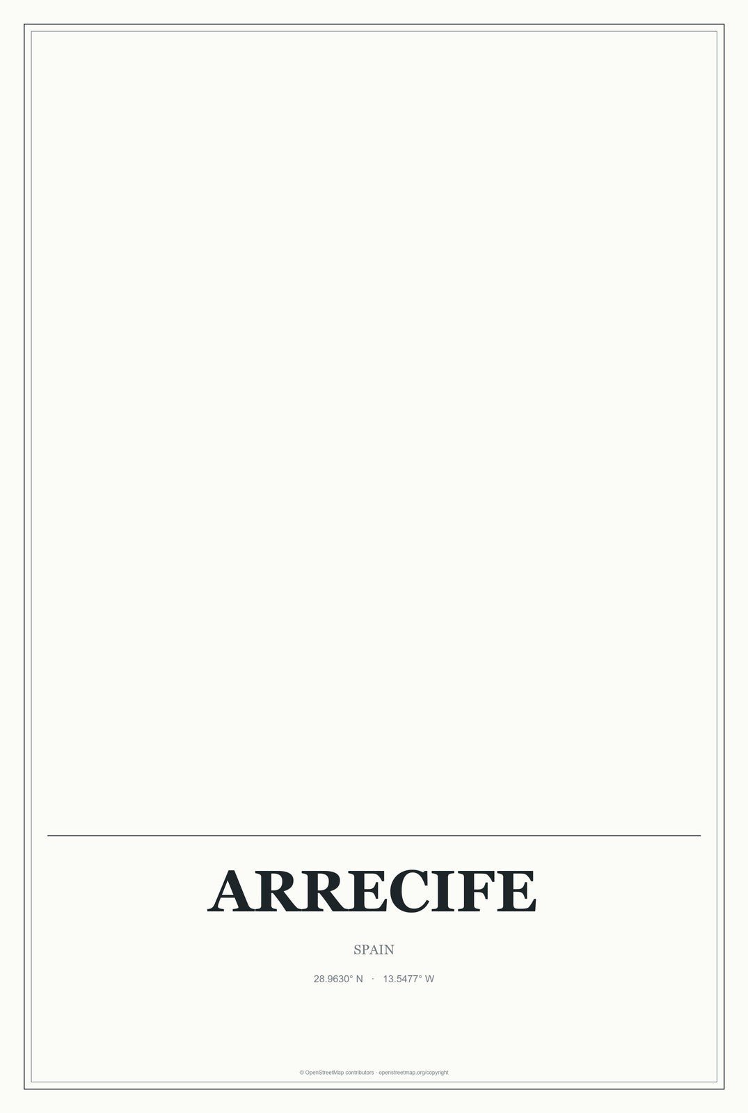 Arrecife, Spain City Map Aluminum Sign in Gallery Air style