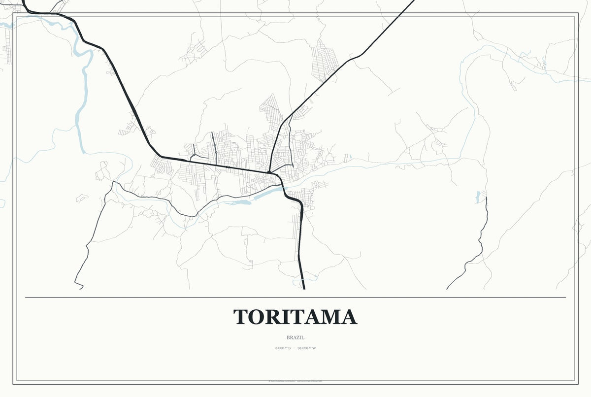 Toritama, Brazil City Map Aluminum Sign in Gallery Air style