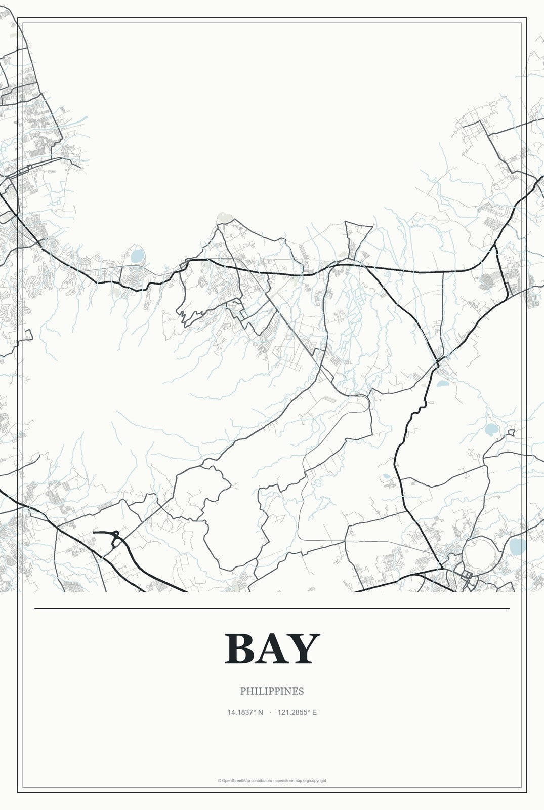 Bay, Philippines City Map Aluminum Sign in Gallery Air style