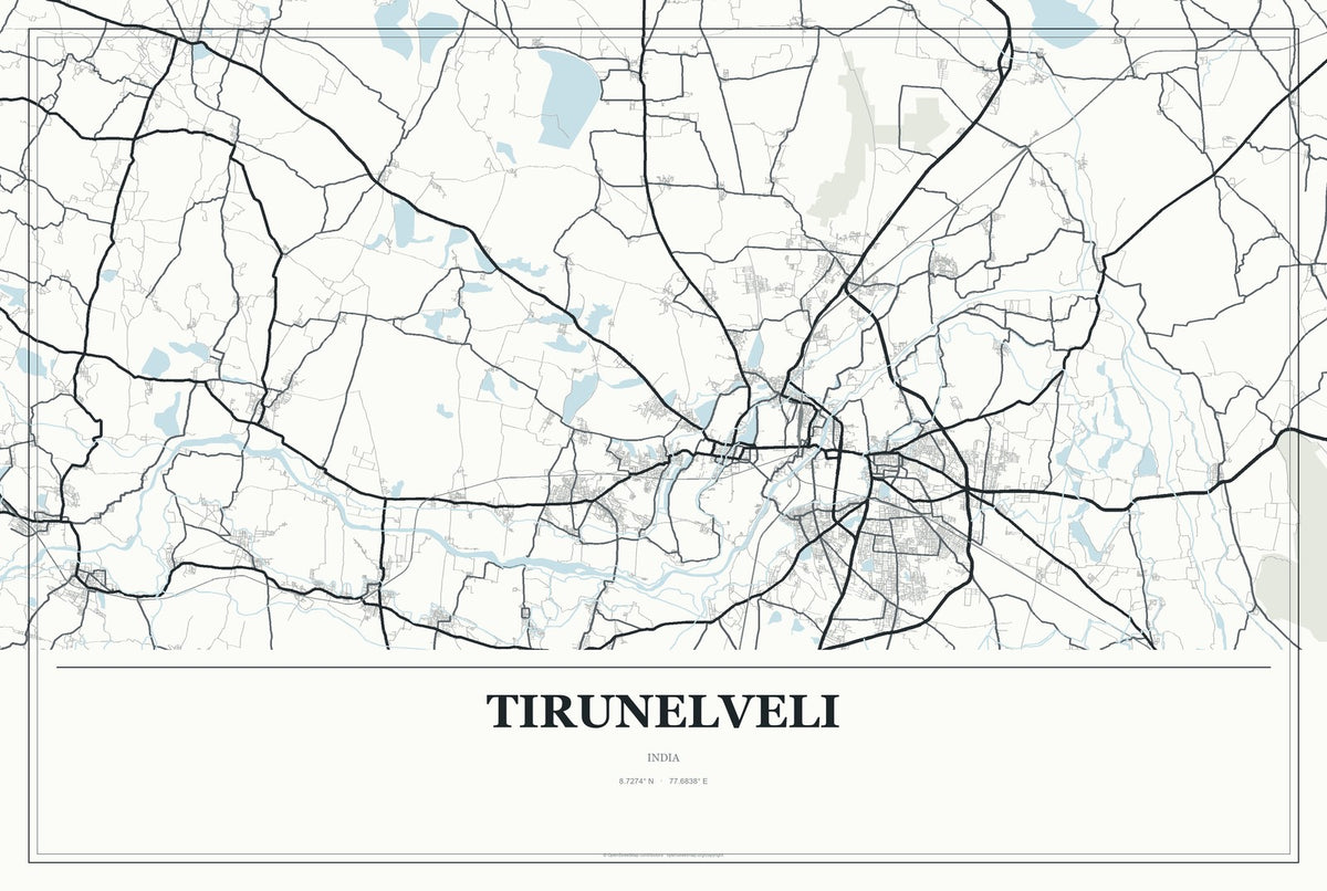 Tirunelveli, India City Map Aluminum Sign in Gallery Air style