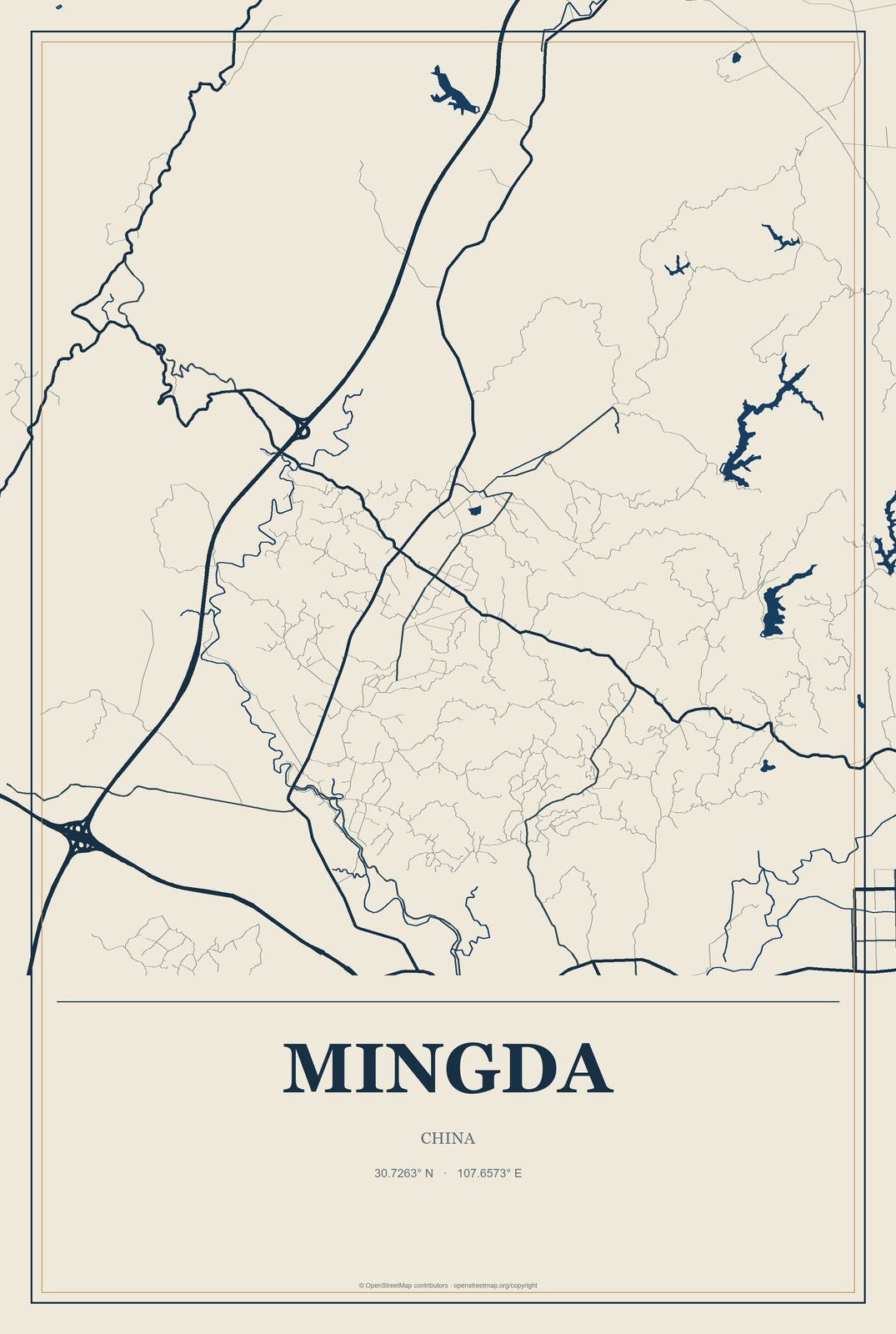 Mingda, China City Map Aluminum Sign in Coastal Cutout style