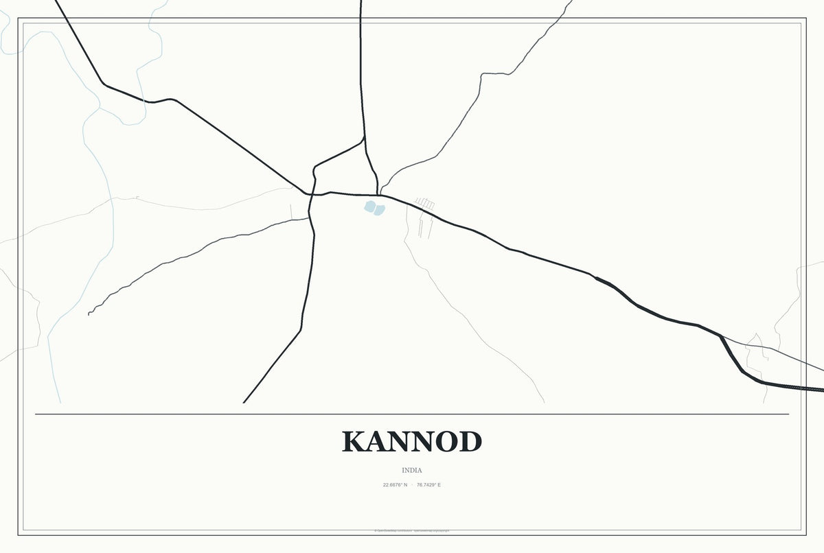 Kannod, India City Map Aluminum Sign in Gallery Air style