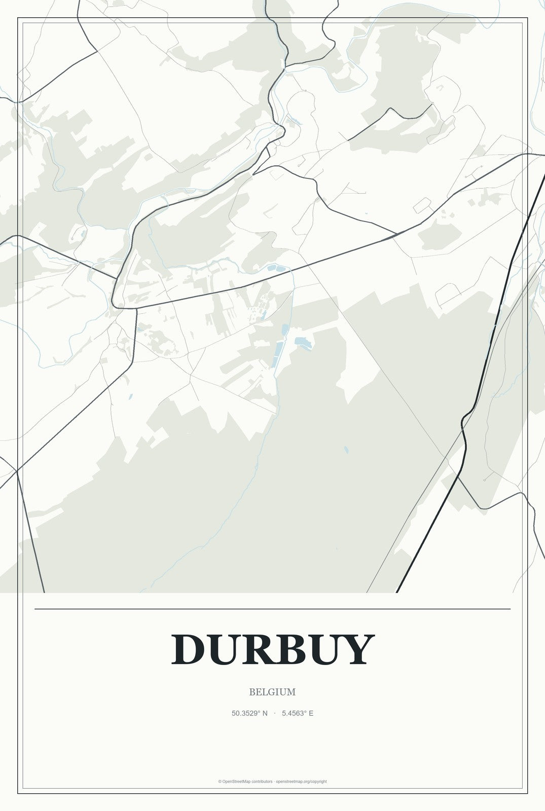 Durbuy, Belgium City Map Aluminum Sign in Gallery Air style