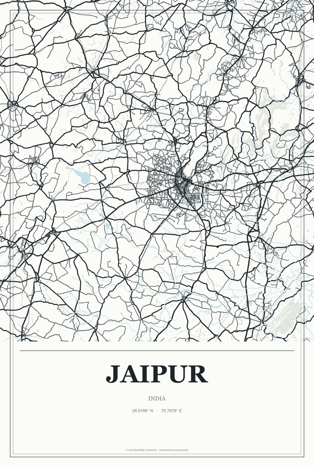 Jaipur, India City Map Aluminum Sign in Gallery Air style