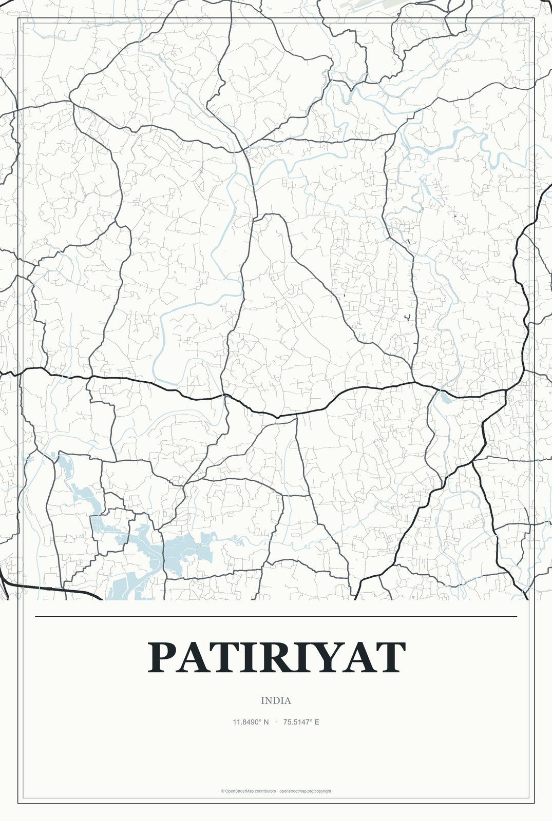 Patiriyat, India City Map Aluminum Sign in Gallery Air style