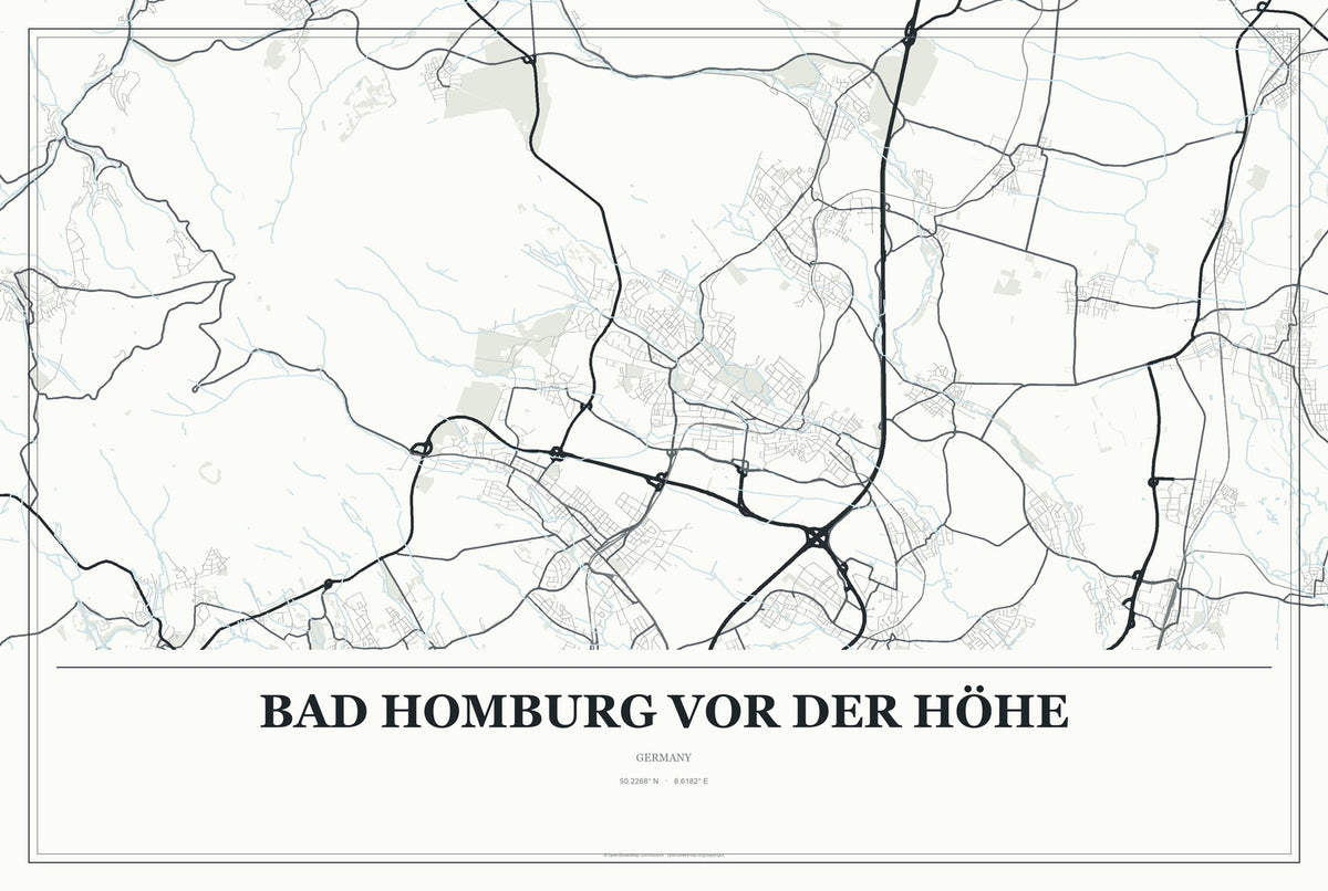 Bad Homburg vor der Höhe, Germany City Map Aluminum Sign in Gallery Air style