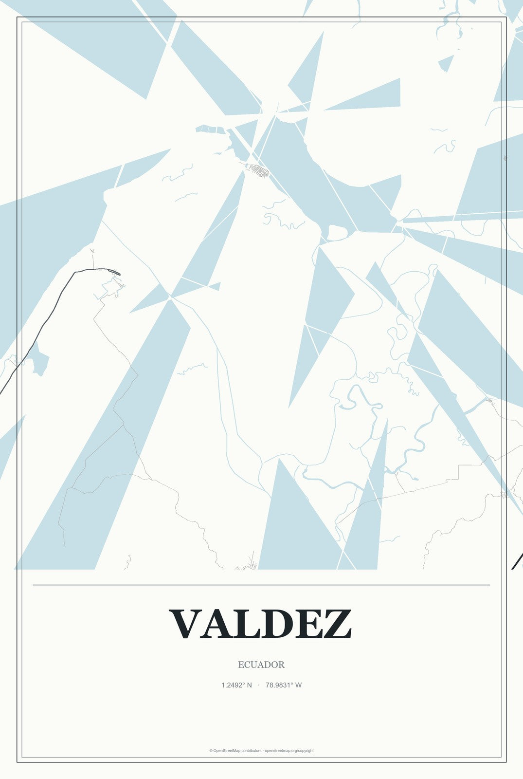 Valdez, Ecuador City Map Aluminum Sign in Gallery Air style