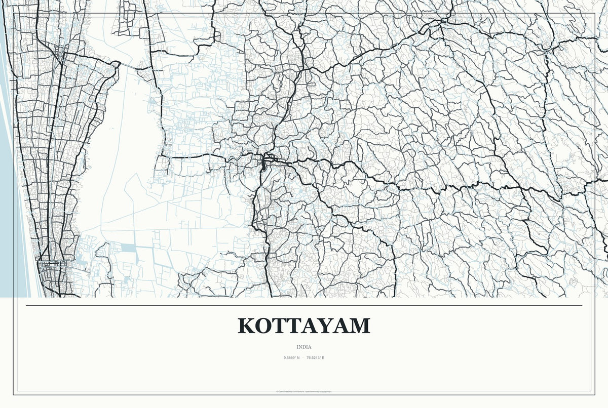 Kottayam, India City Map Aluminum Sign in Gallery Air style
