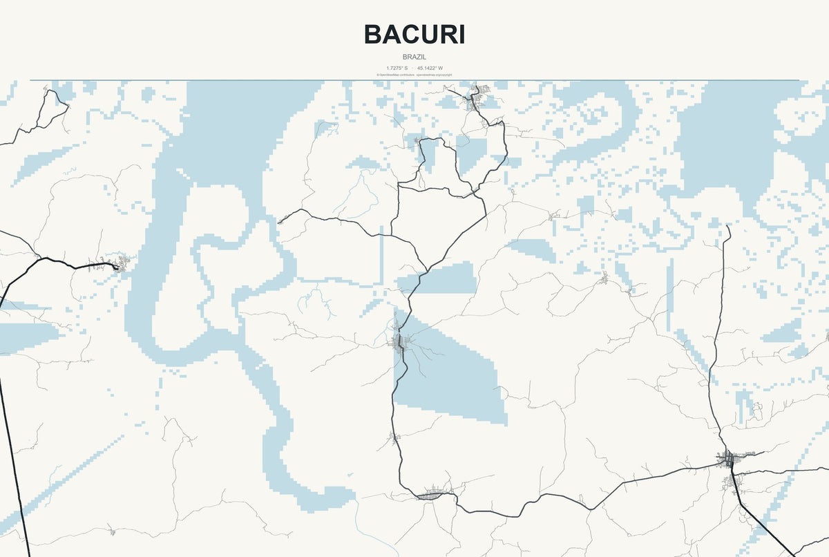 Bacuri, Brazil City Map Aluminum Sign in Headline Atlas style