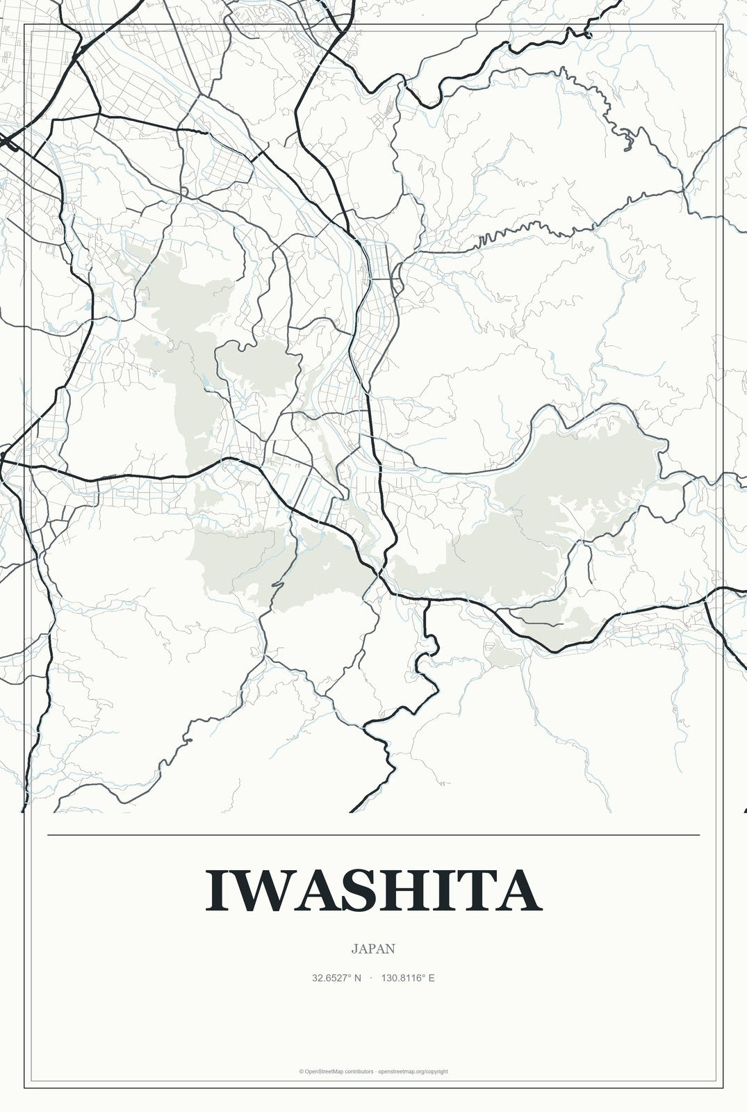 Iwashita, Japan City Map Aluminum Sign in Gallery Air style
