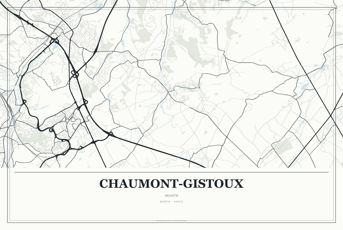 Chaumont-Gistoux, Belgium City Map Aluminum Sign in Gallery Air style