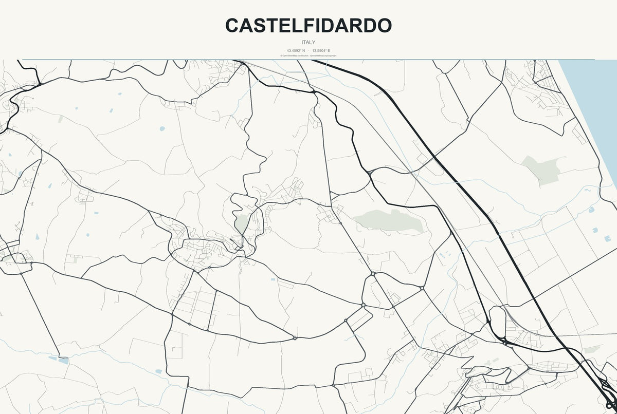 Castelfidardo, Italy City Map Aluminum Sign in Headline Atlas style