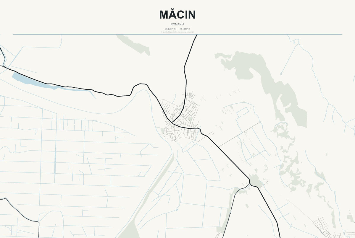 Măcin, Romania City Map Aluminum Sign in Headline Atlas style