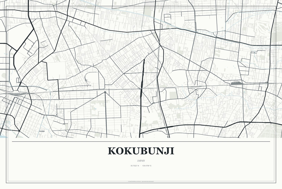 Kokubunji, Japan City Map Aluminum Sign in Gallery Air style