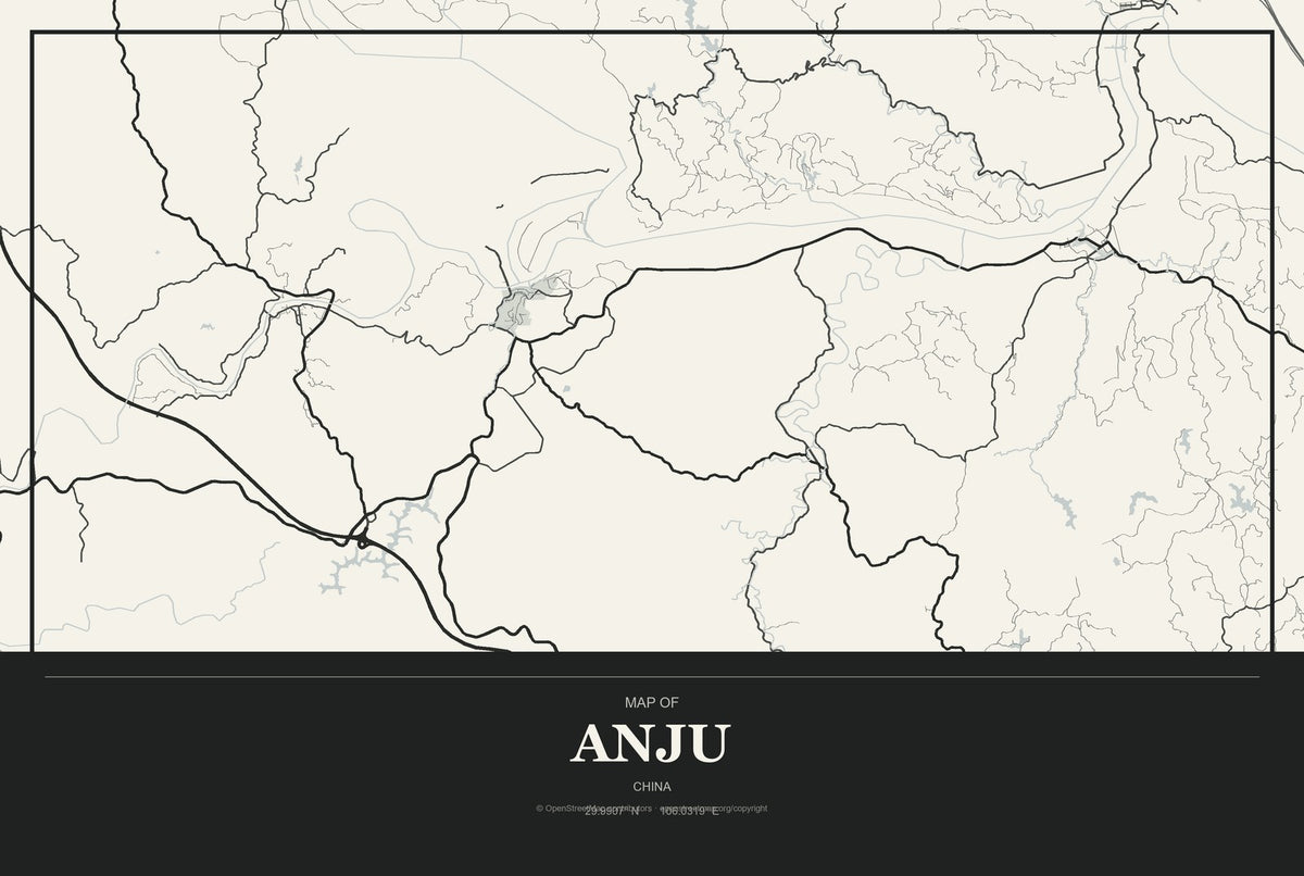Anju, China City Map Aluminum Sign in Museum Plaque style