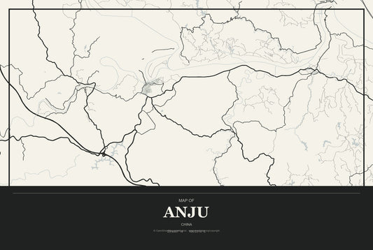 Anju, China City Map Aluminum Sign in Museum Plaque style