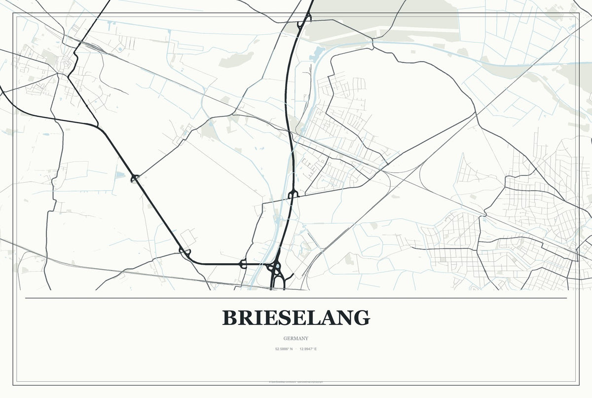 Brieselang, Germany City Map Aluminum Sign in Gallery Air style