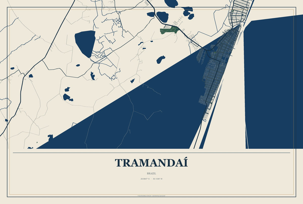 Tramandaí, Brazil City Map Aluminum Sign in Coastal Cutout style