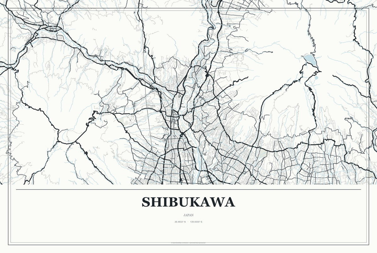 Shibukawa, Japan City Map Aluminum Sign in Gallery Air style