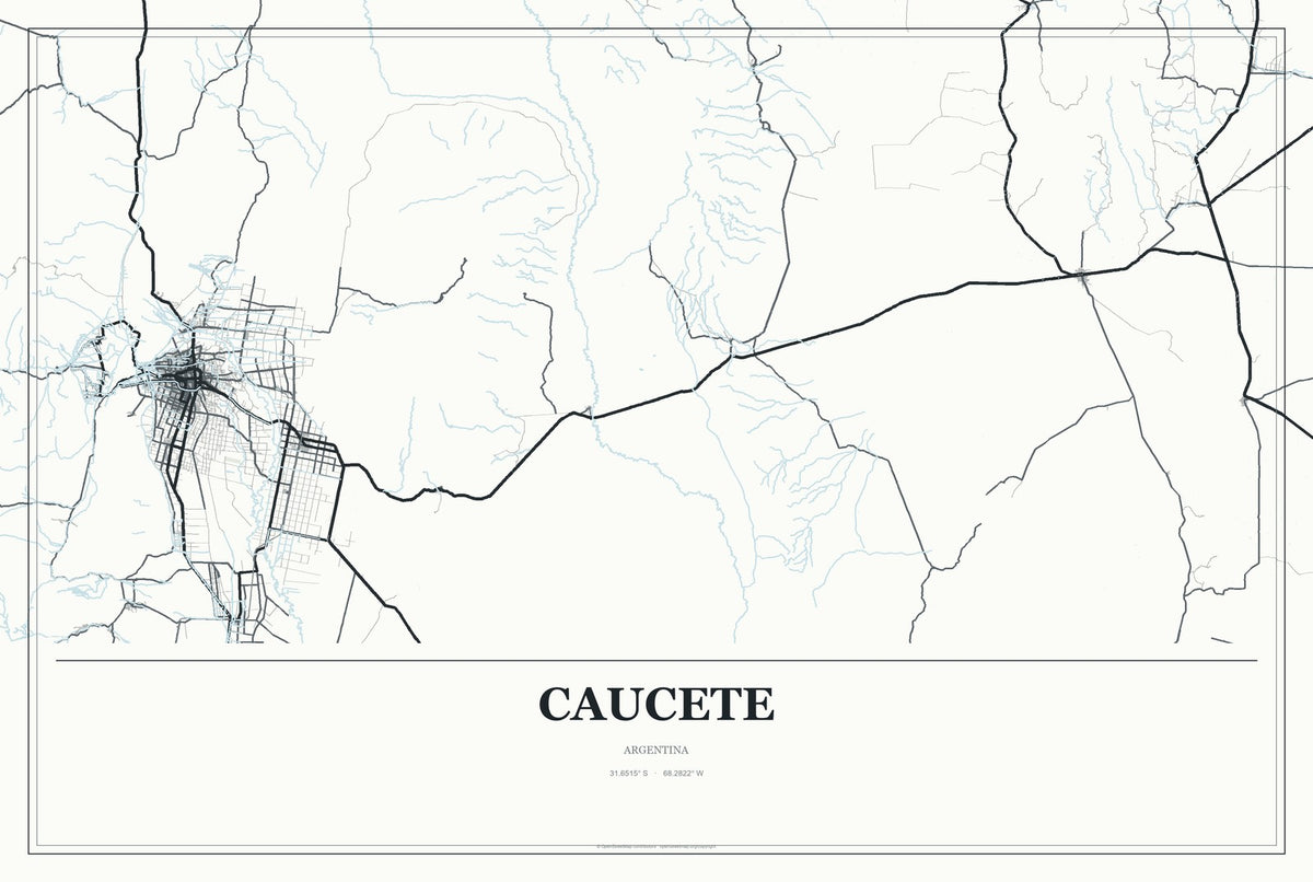 Caucete, Argentina City Map Aluminum Sign in Gallery Air style