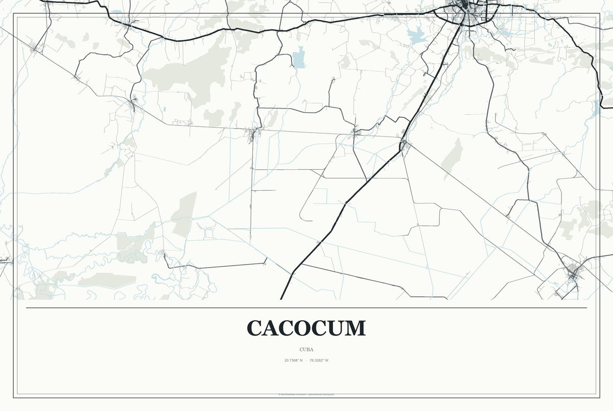 Cacocum, Cuba City Map Aluminum Sign in Gallery Air style