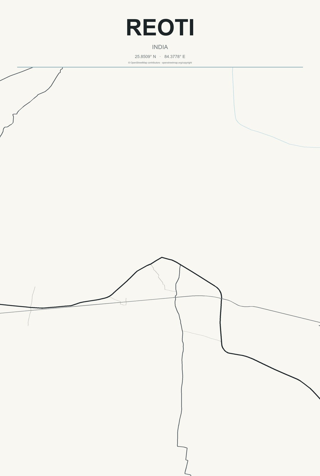 Reoti, India City Map Aluminum Sign in Headline Atlas style