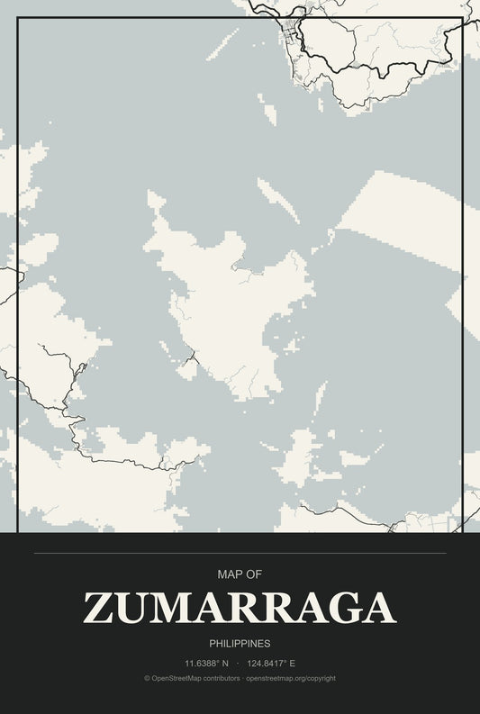 Zumarraga, Philippines City Map Aluminum Sign in Museum Plaque style