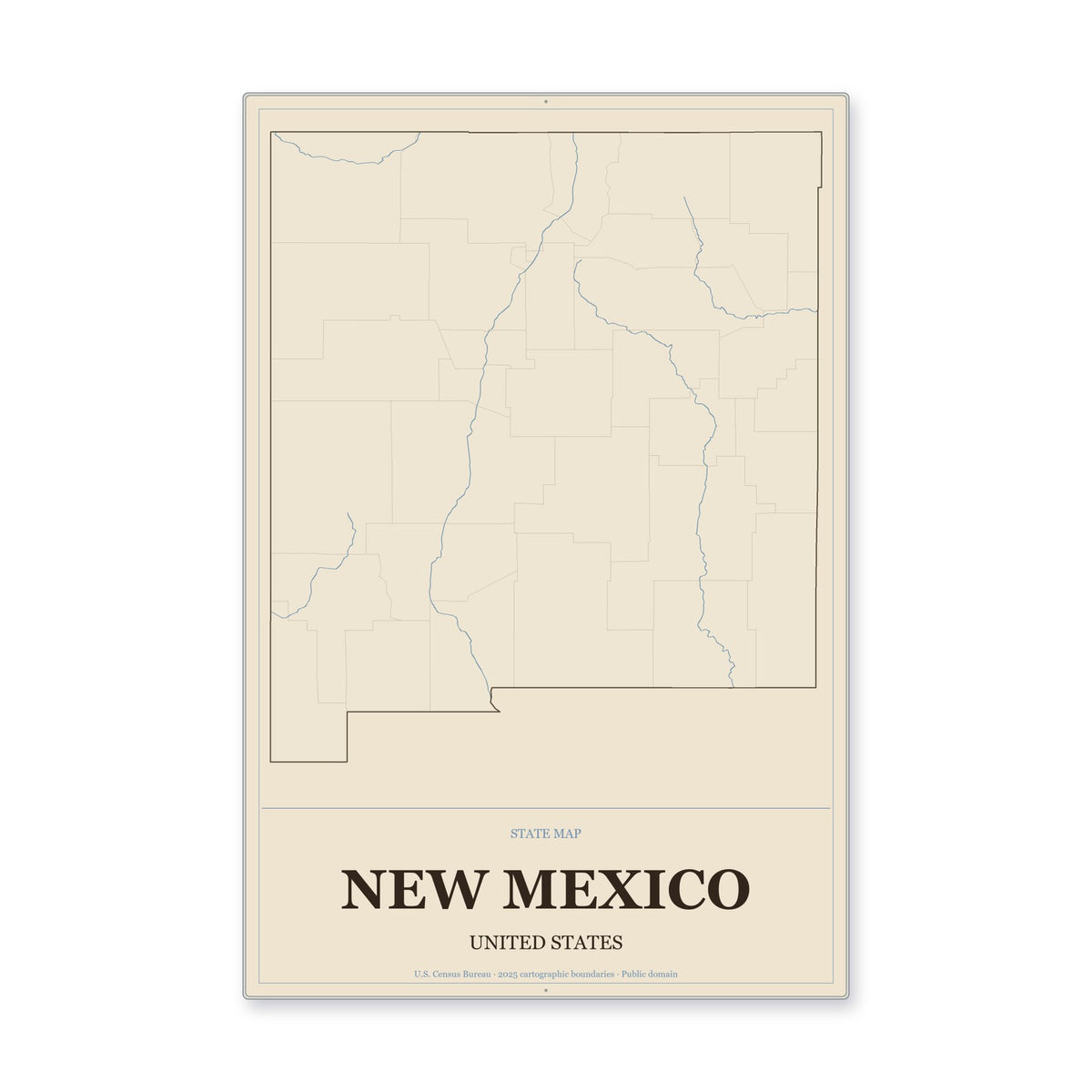 New Mexico state map aluminum sign in Heritage Nautical style