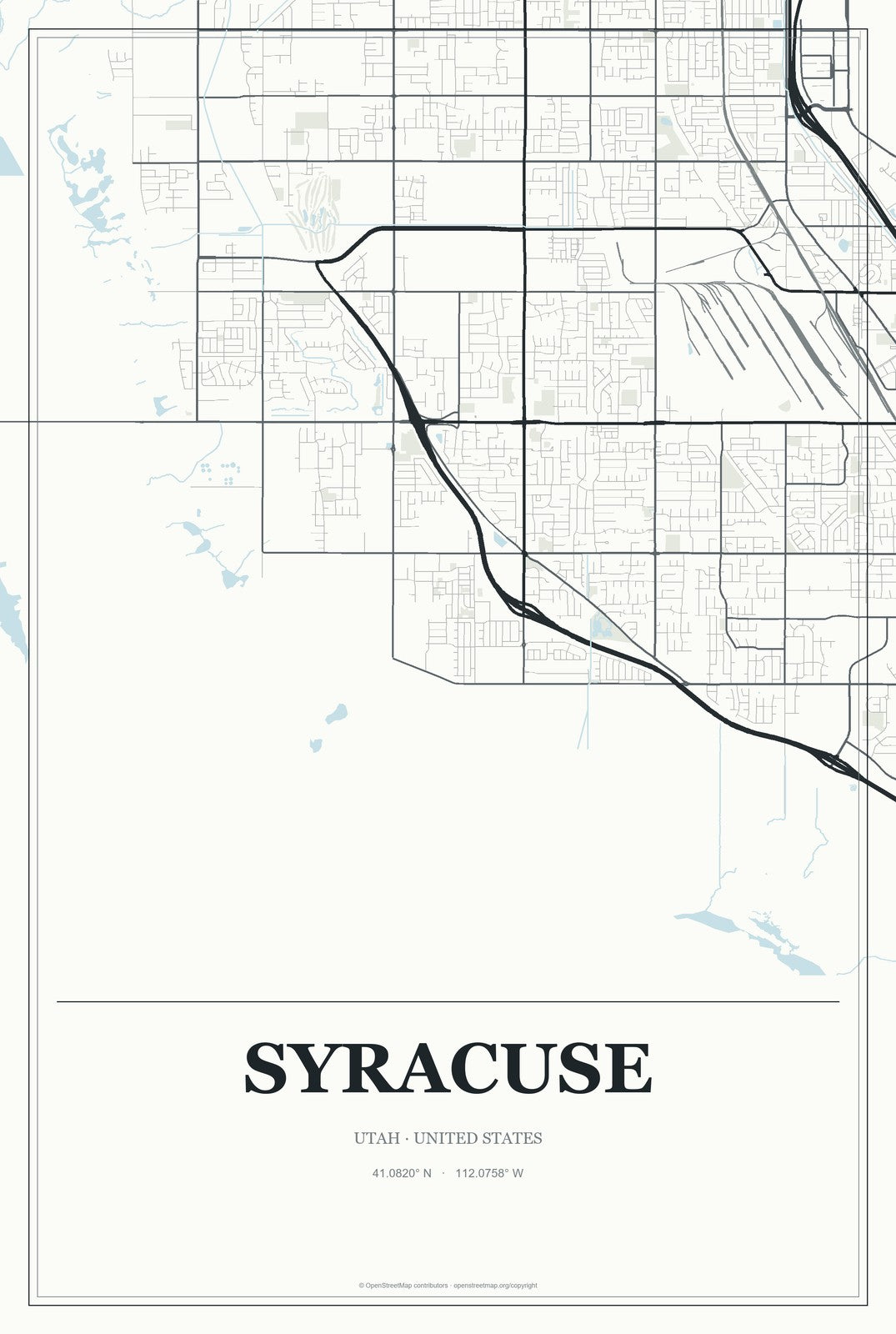 Syracuse, Utah City Map Aluminum Sign in Gallery Air style