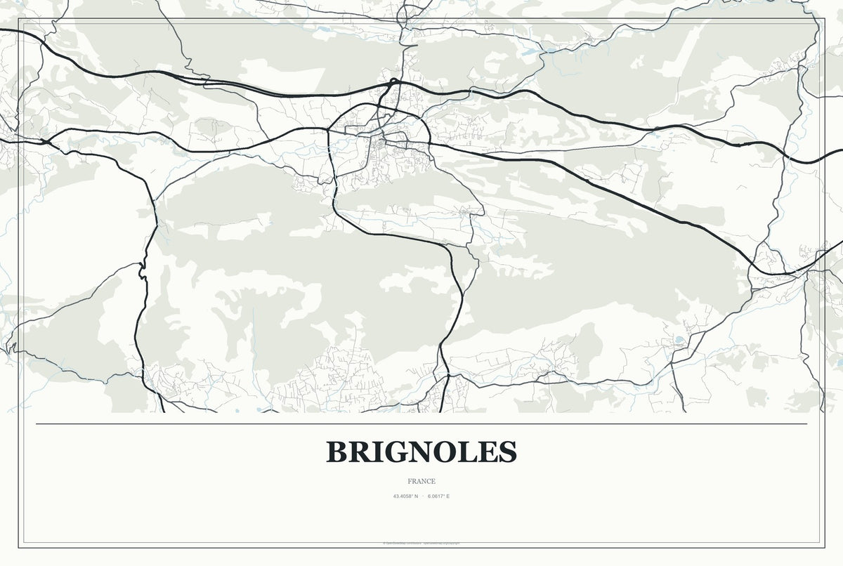 Brignoles, France City Map Aluminum Sign in Gallery Air style