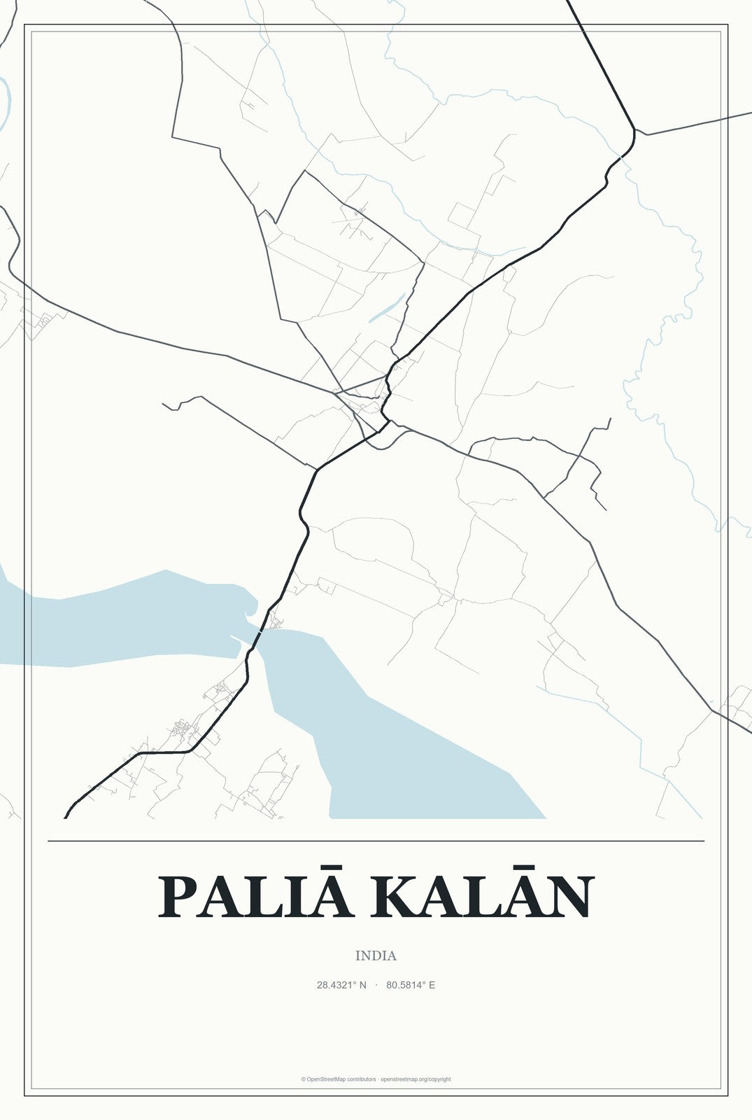 Paliā Kalān, India City Map Aluminum Sign in Gallery Air style