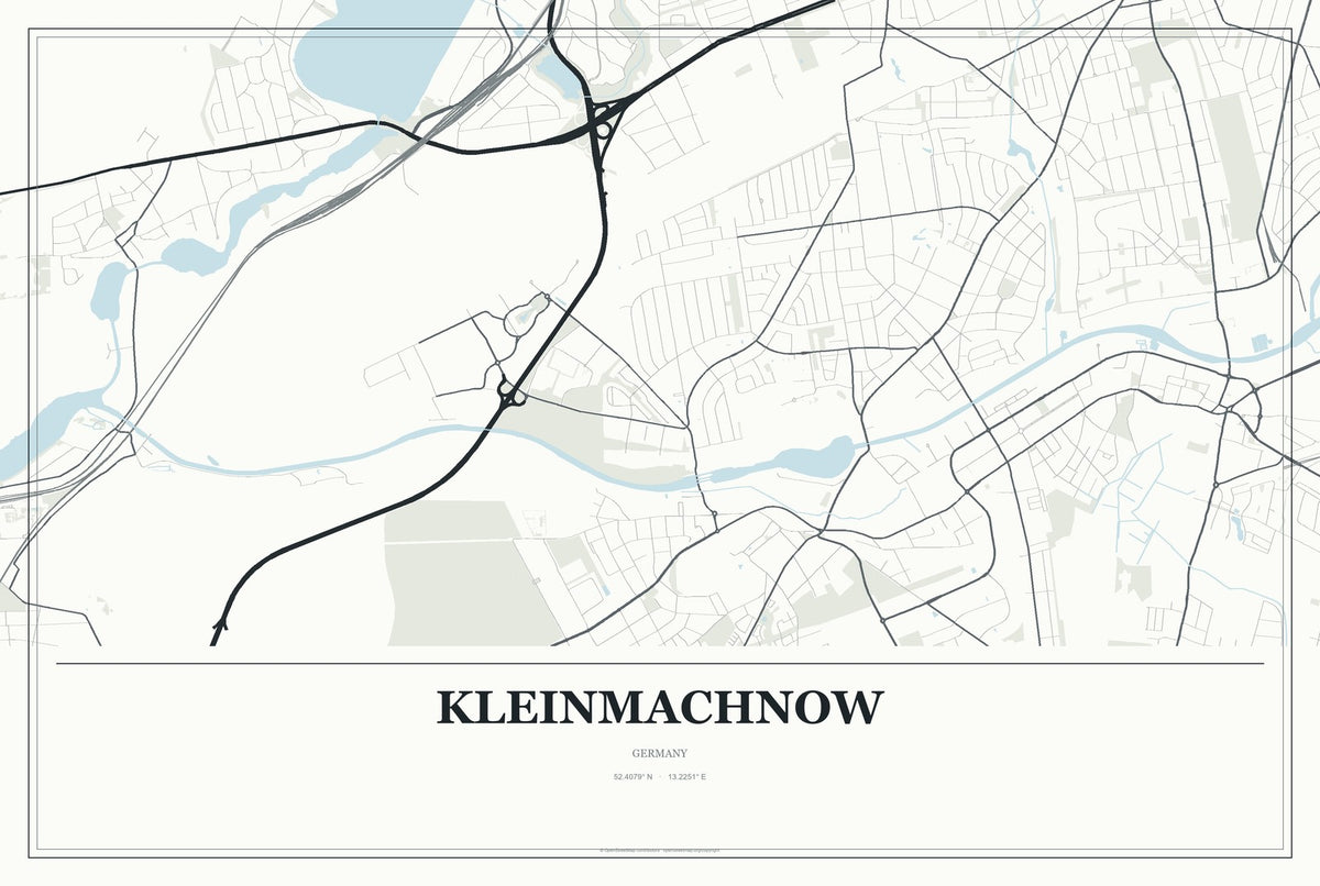 Kleinmachnow, Germany City Map Aluminum Sign in Gallery Air style