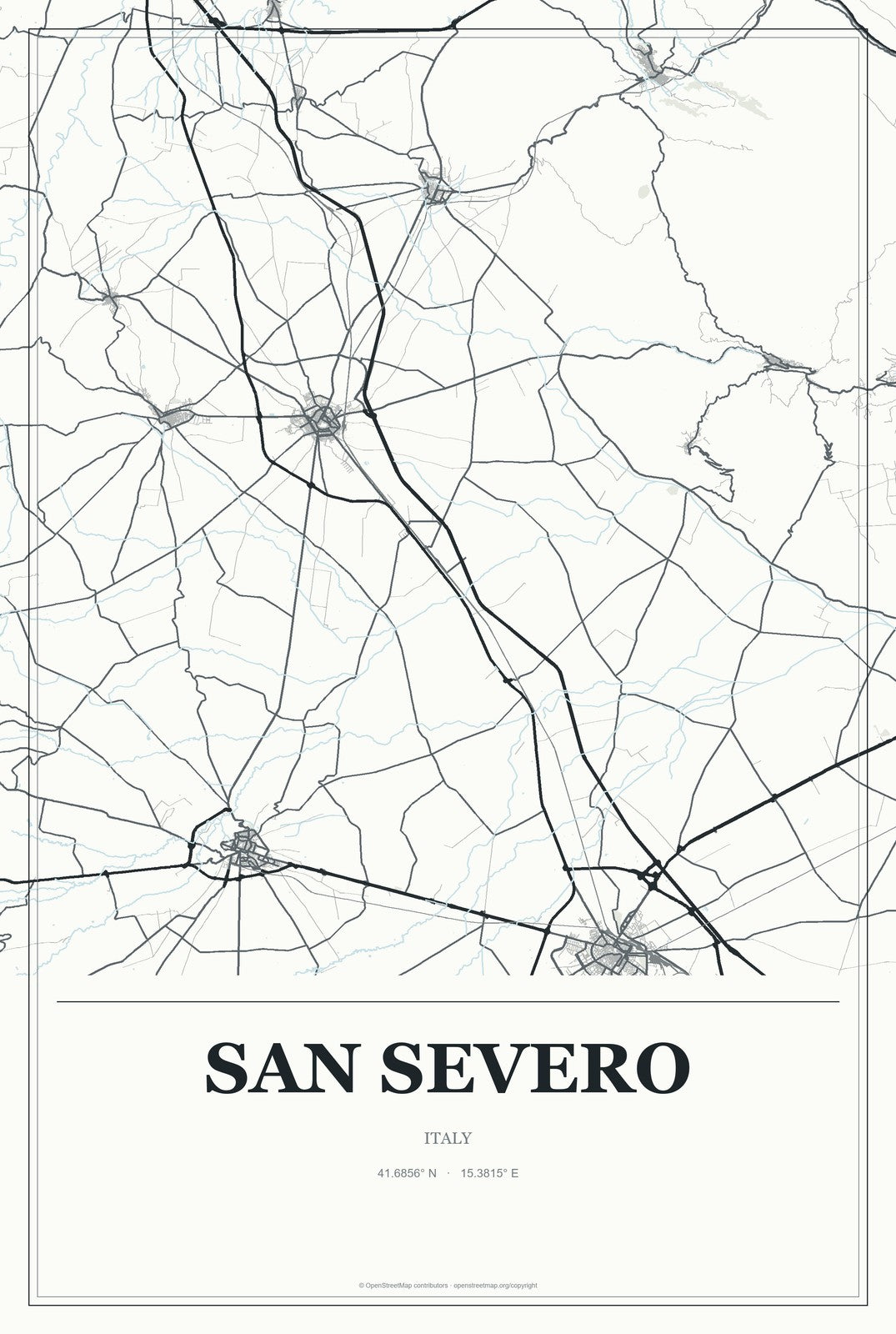 San Severo, Italy City Map Aluminum Sign in Gallery Air style