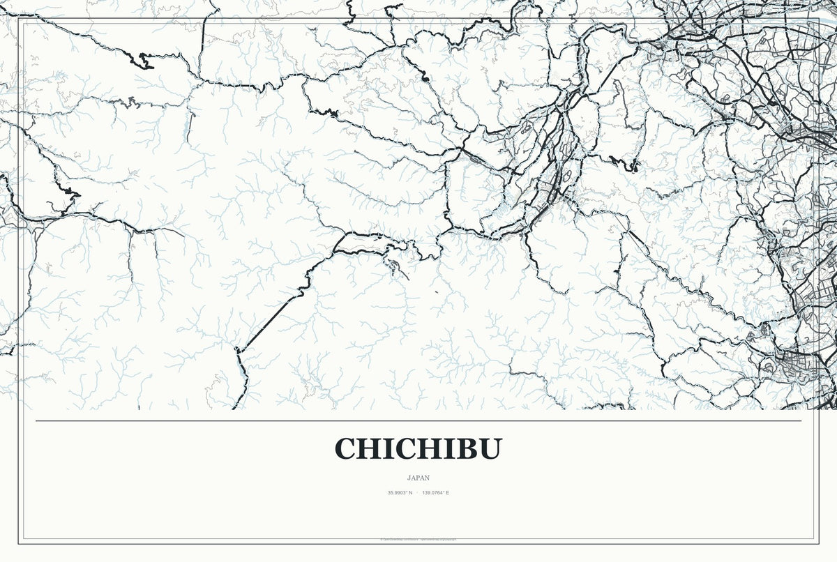 Chichibu, Japan City Map Aluminum Sign in Gallery Air style