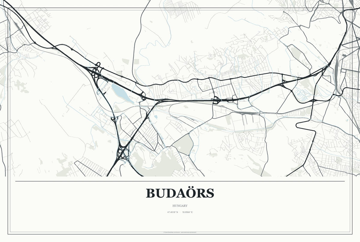 Budaörs, Hungary City Map Aluminum Sign in Gallery Air style