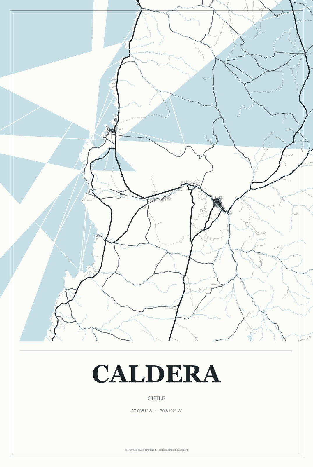Caldera, Chile City Map Aluminum Sign in Gallery Air style