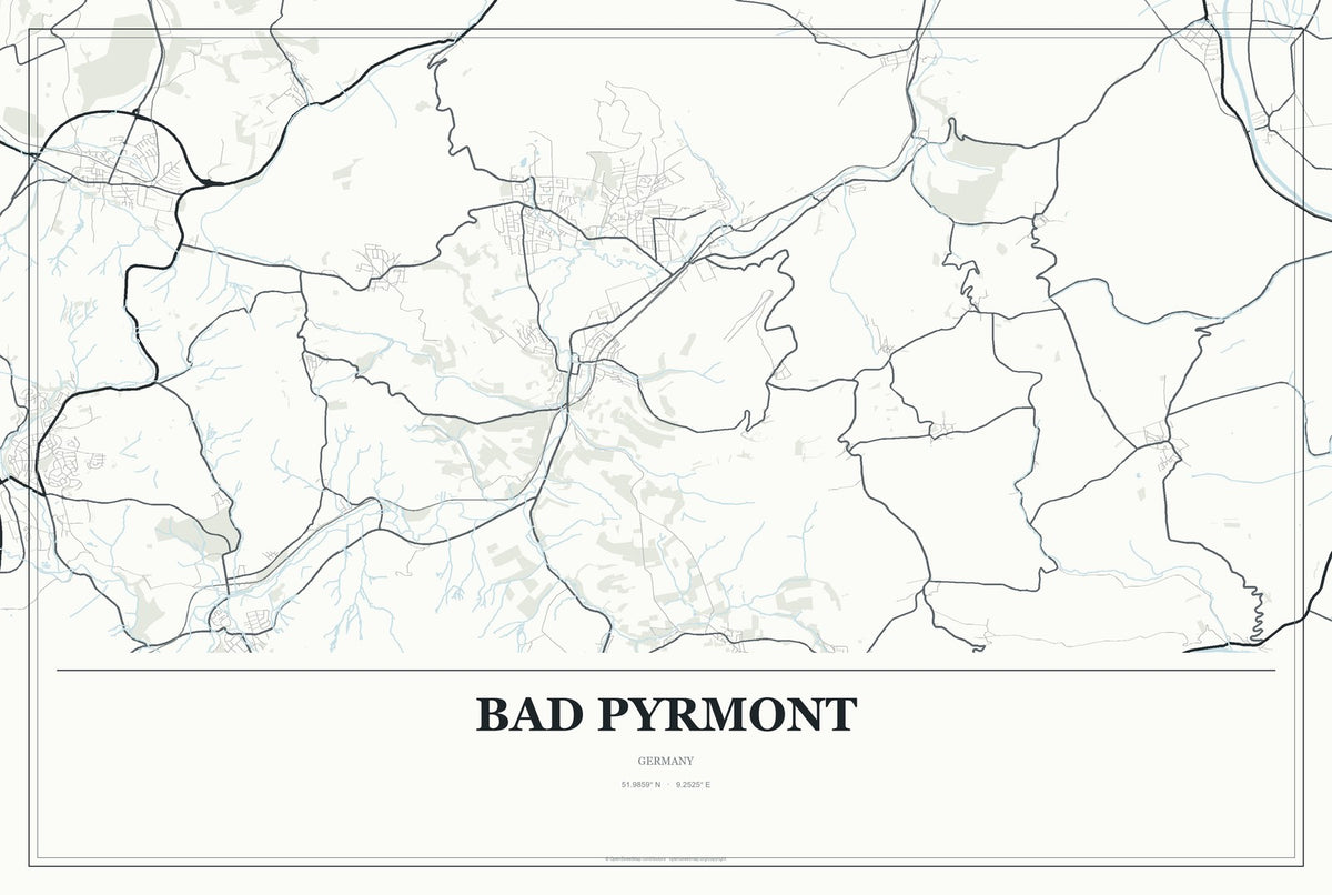 Bad Pyrmont, Germany City Map Aluminum Sign in Gallery Air style