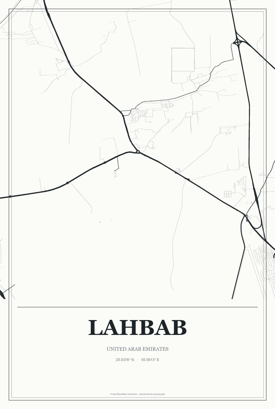 Lahbab, United Arab Emirates City Map Aluminum Sign in Gallery Air style