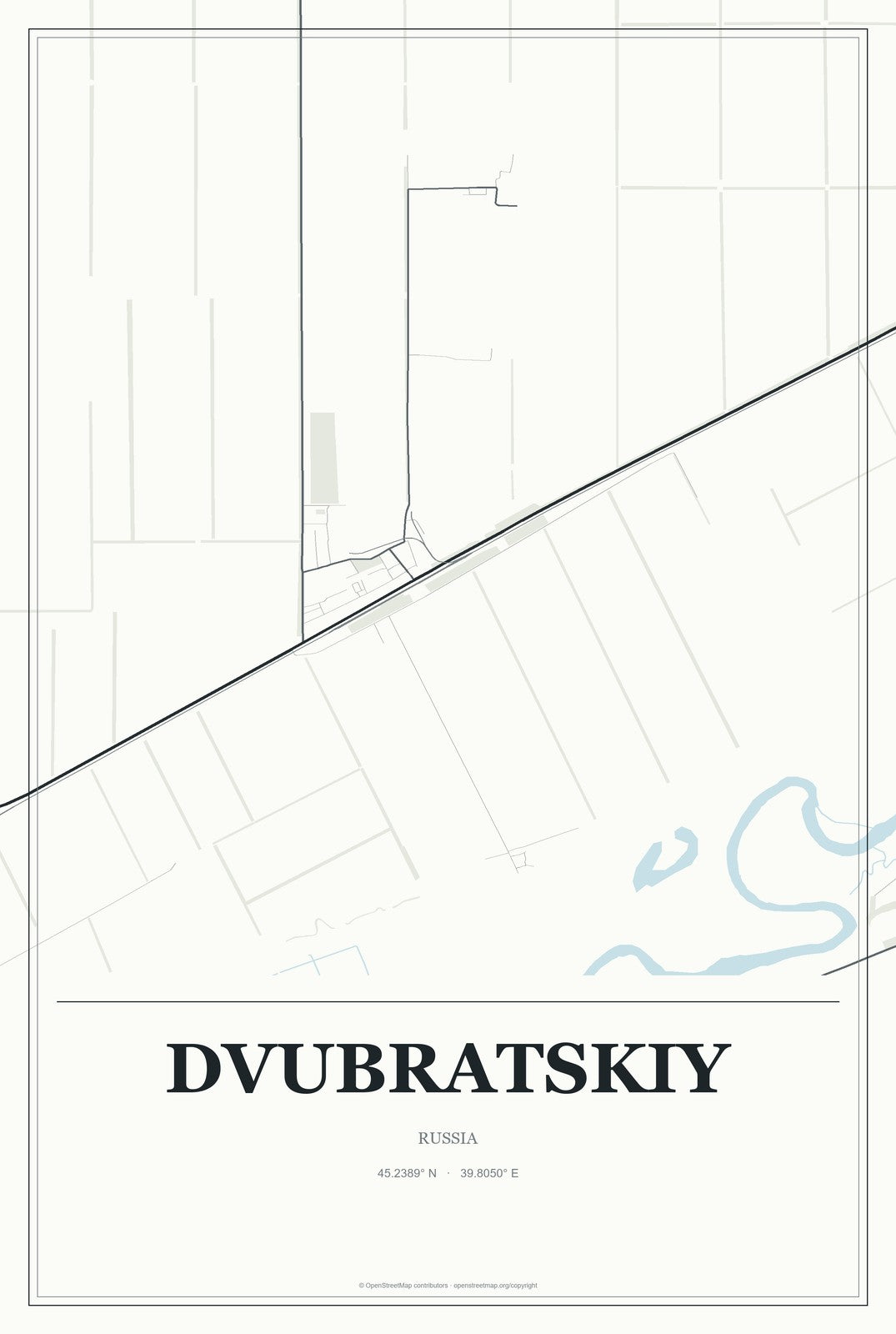 Dvubratskiy, Russia City Map Aluminum Sign in Gallery Air style