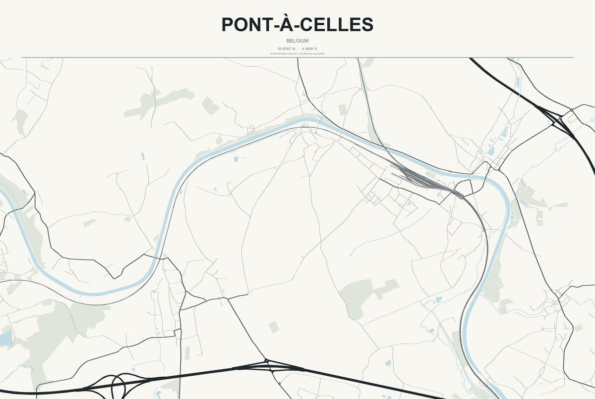 Pont-à-Celles, Belgium City Map Aluminum Sign in Headline Atlas style
