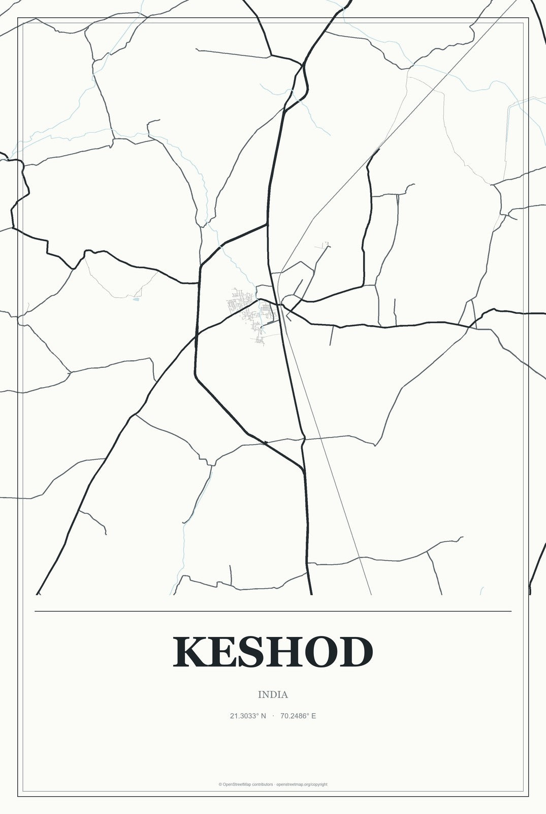 Keshod, India City Map Aluminum Sign in Gallery Air style