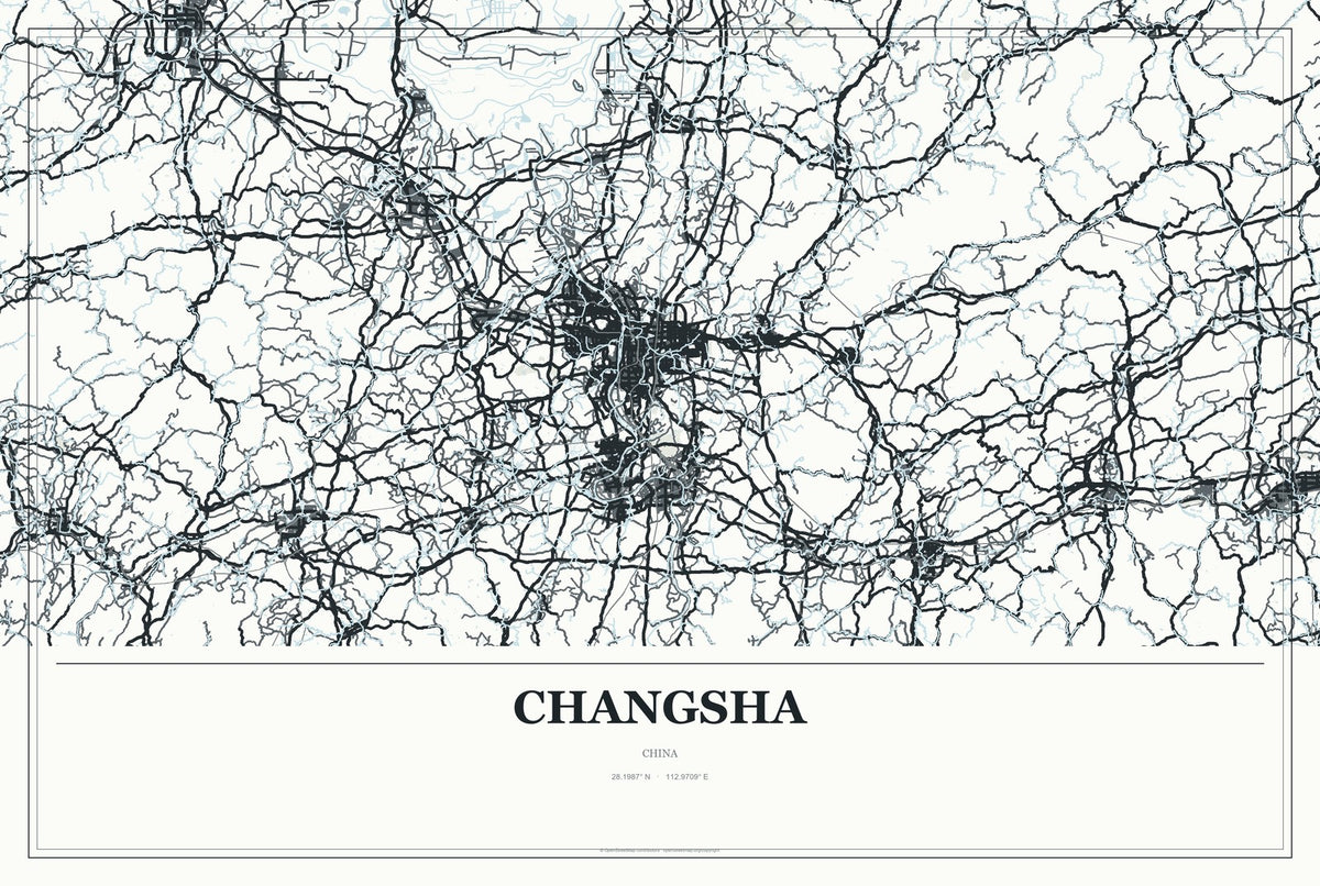 Changsha, Chongqing, China City Map Aluminum Sign in Gallery Air style