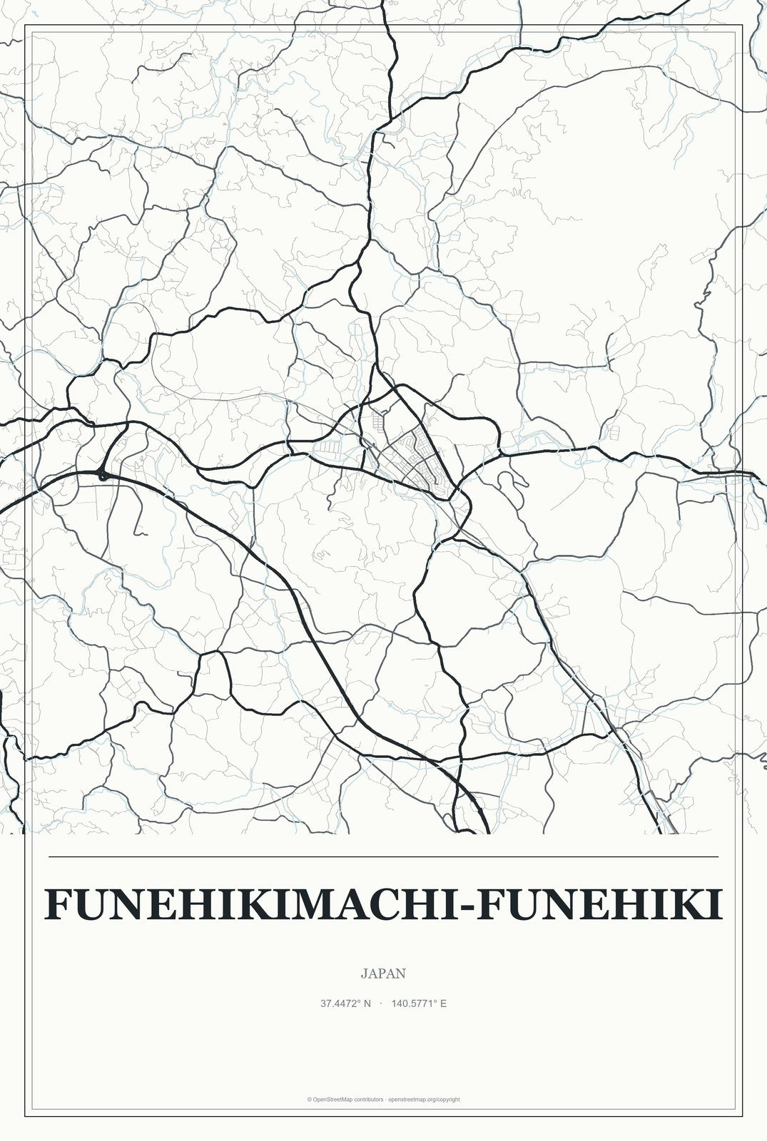 Funehikimachi-funehiki, Japan City Map Aluminum Sign in Gallery Air style