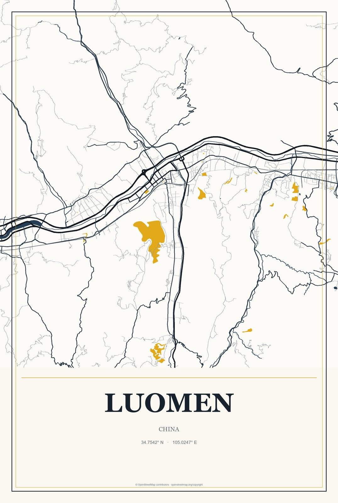 Luomen, China City Map Aluminum Sign in Citrine Modern style