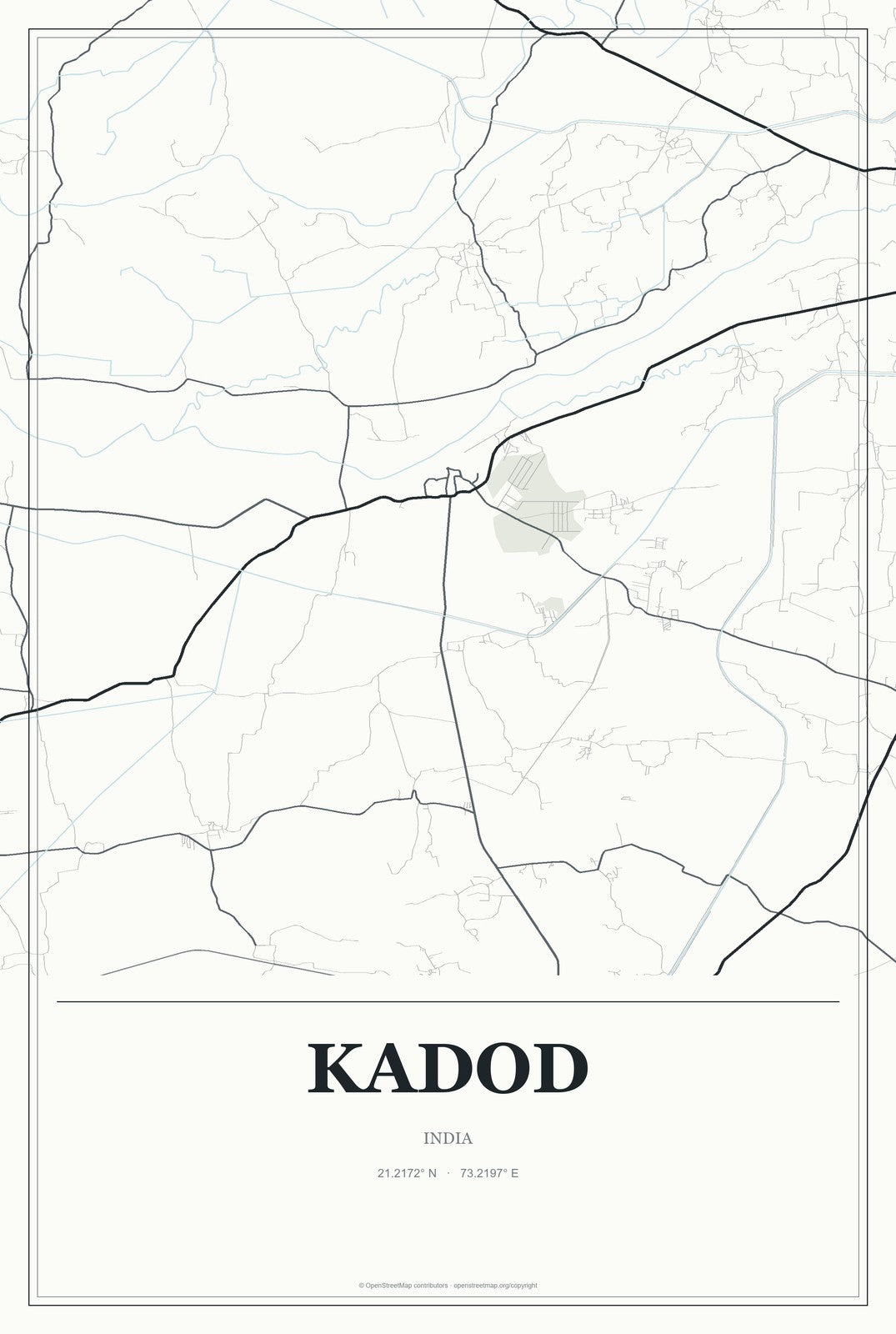 Kadod, India City Map Aluminum Sign in Gallery Air style