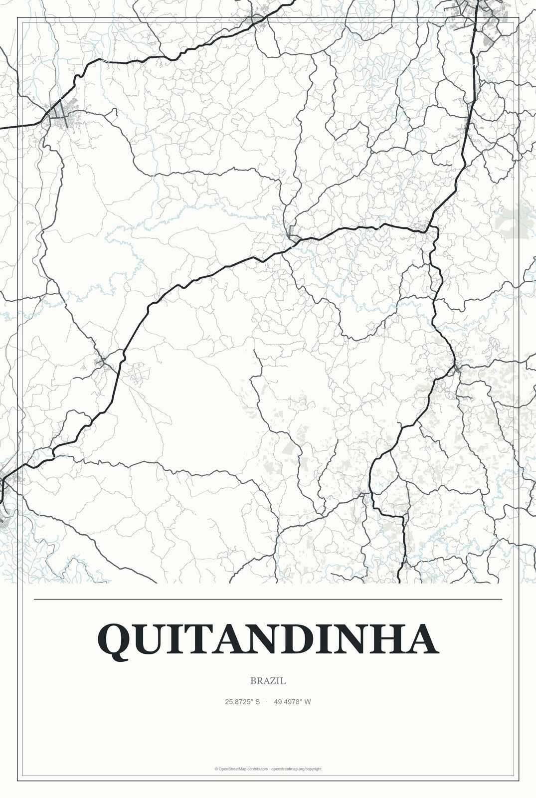 Quitandinha, Brazil City Map Aluminum Sign in Gallery Air style