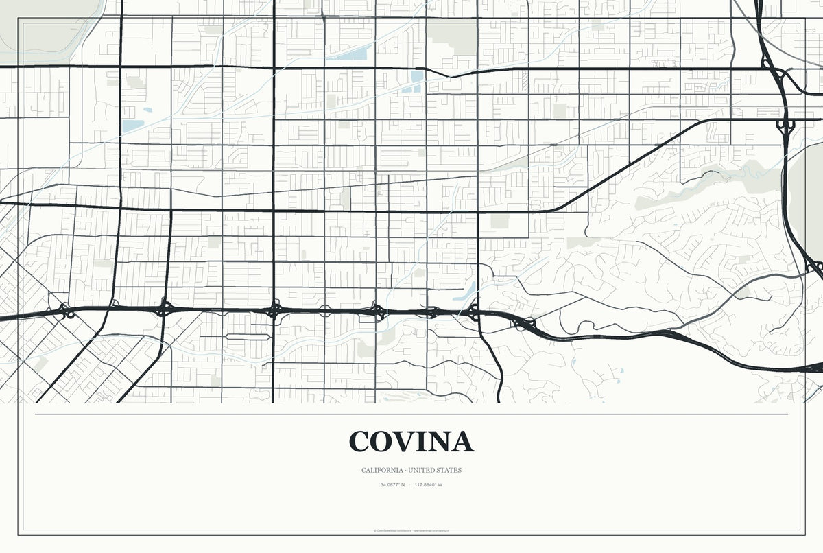 Covina, California City Map Aluminum Sign in Gallery Air style